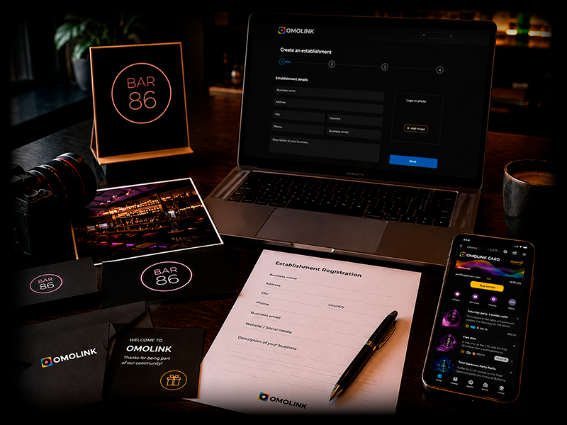 Data needed to register a venue on Omolink Card Partners